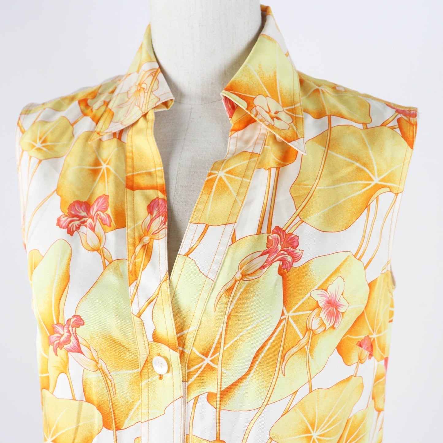 HERMES tops Main: 100% silk Orange Yellow type Margiela period Les Capucines Women 34  d