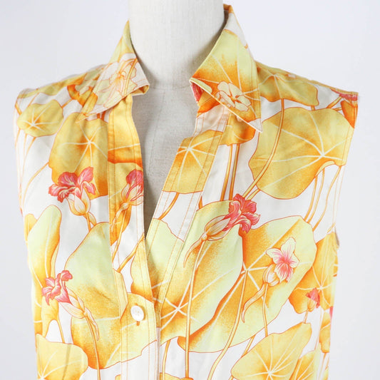 HERMES tops Main: 100% silk Orange Yellow type Margiela period Les Capucines Women 34  d