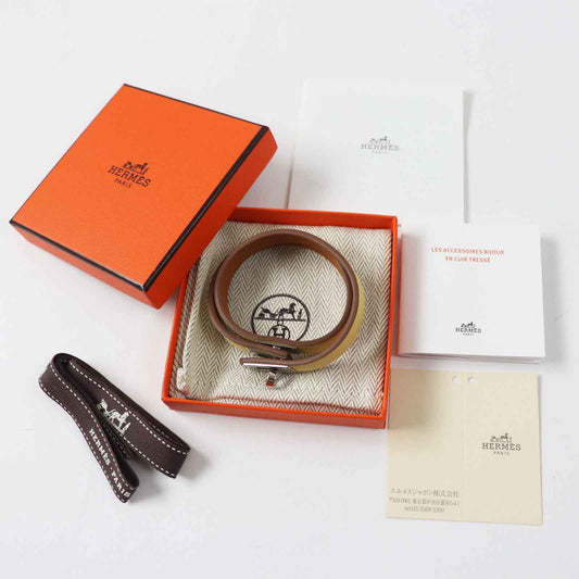 HERMES bracelet Main: Leather yellow Mini Kelly Double Tour Women  d
