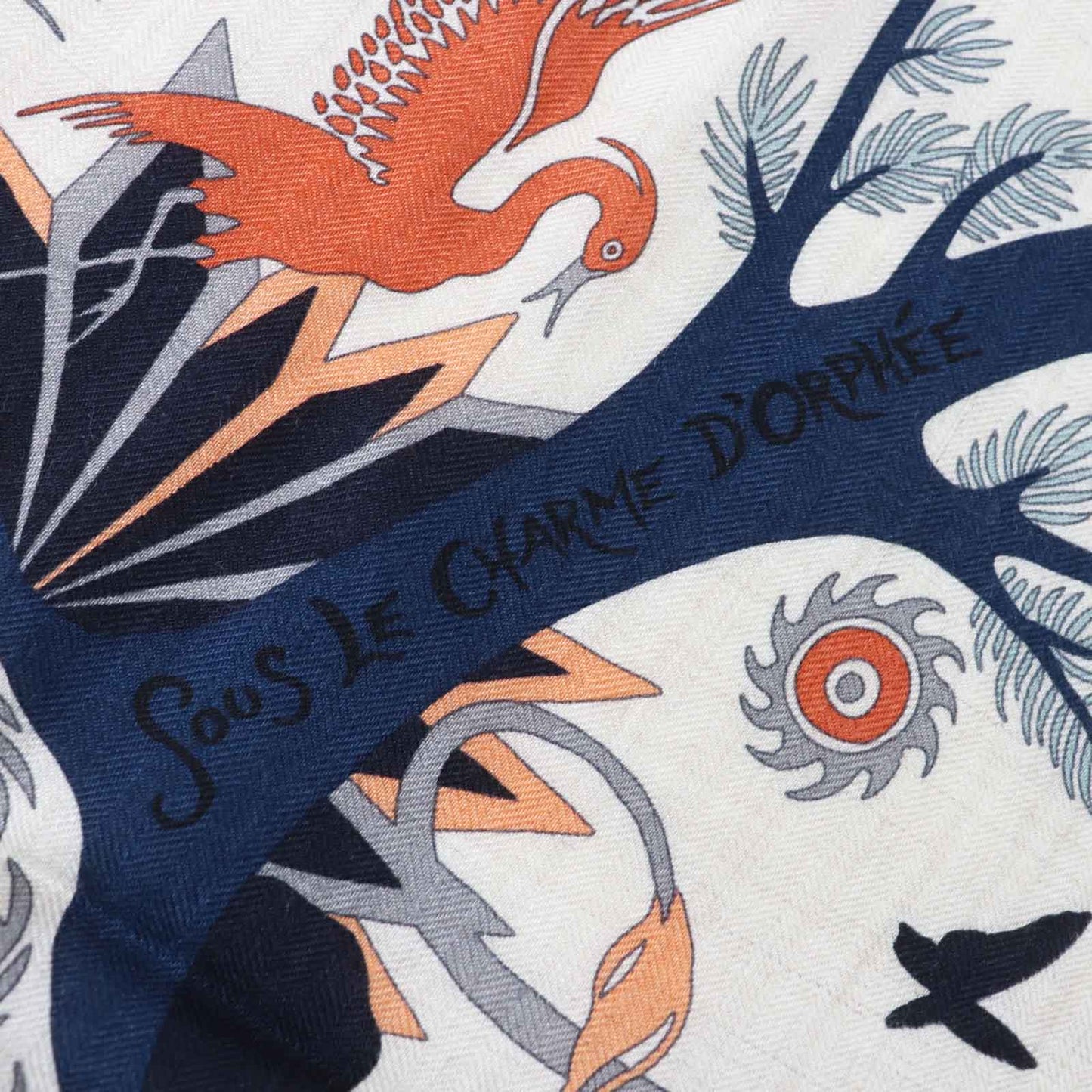 HERMES Stall Main: 70% cashmere, Main: 30% silk Terracotta White Carre140 Caregean Under the Charm of Orpheus Women  d