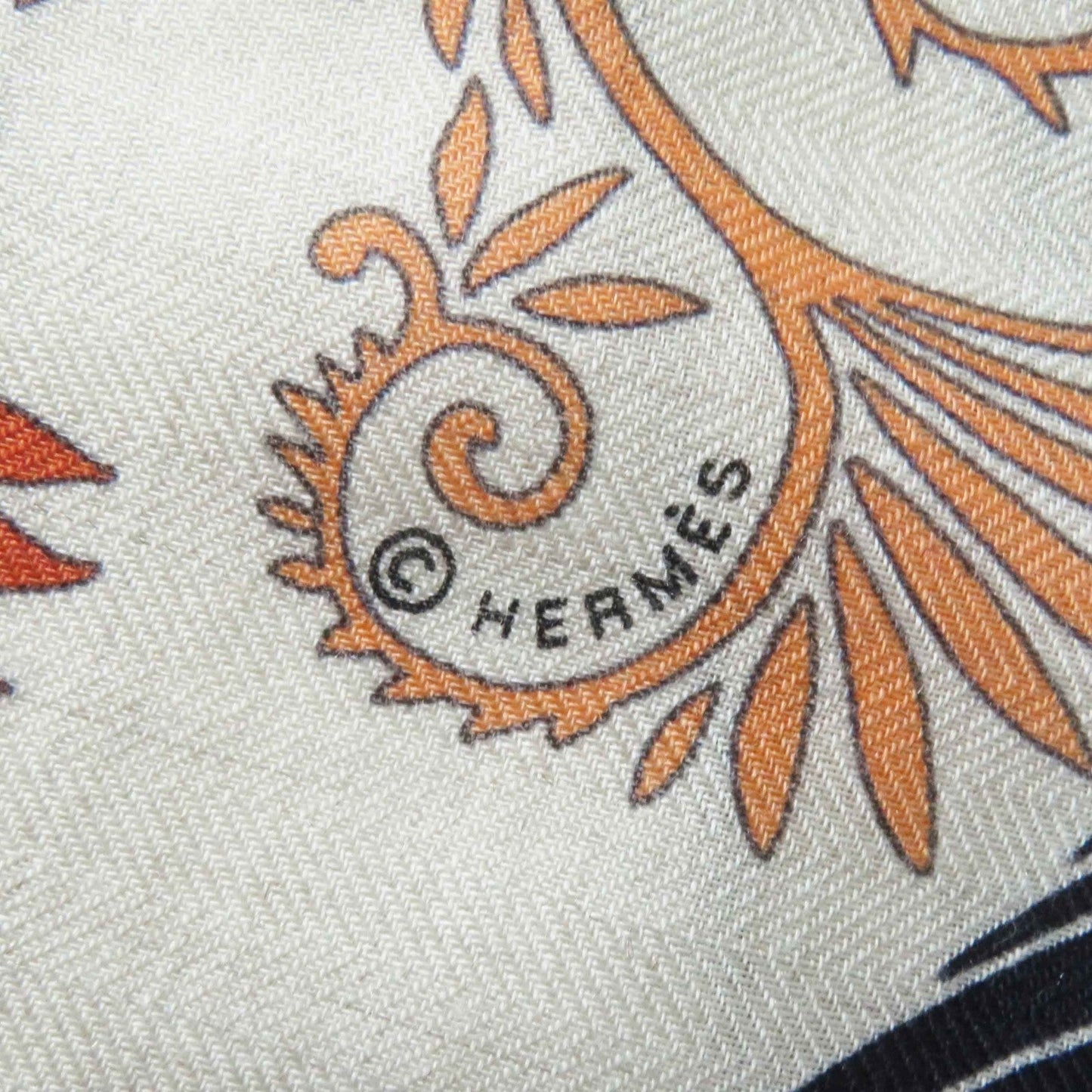 HERMES Stall Main: 70% cashmere, Main: 30% silk Terracotta White Carre140 Caregean Under the Charm of Orpheus Women  d