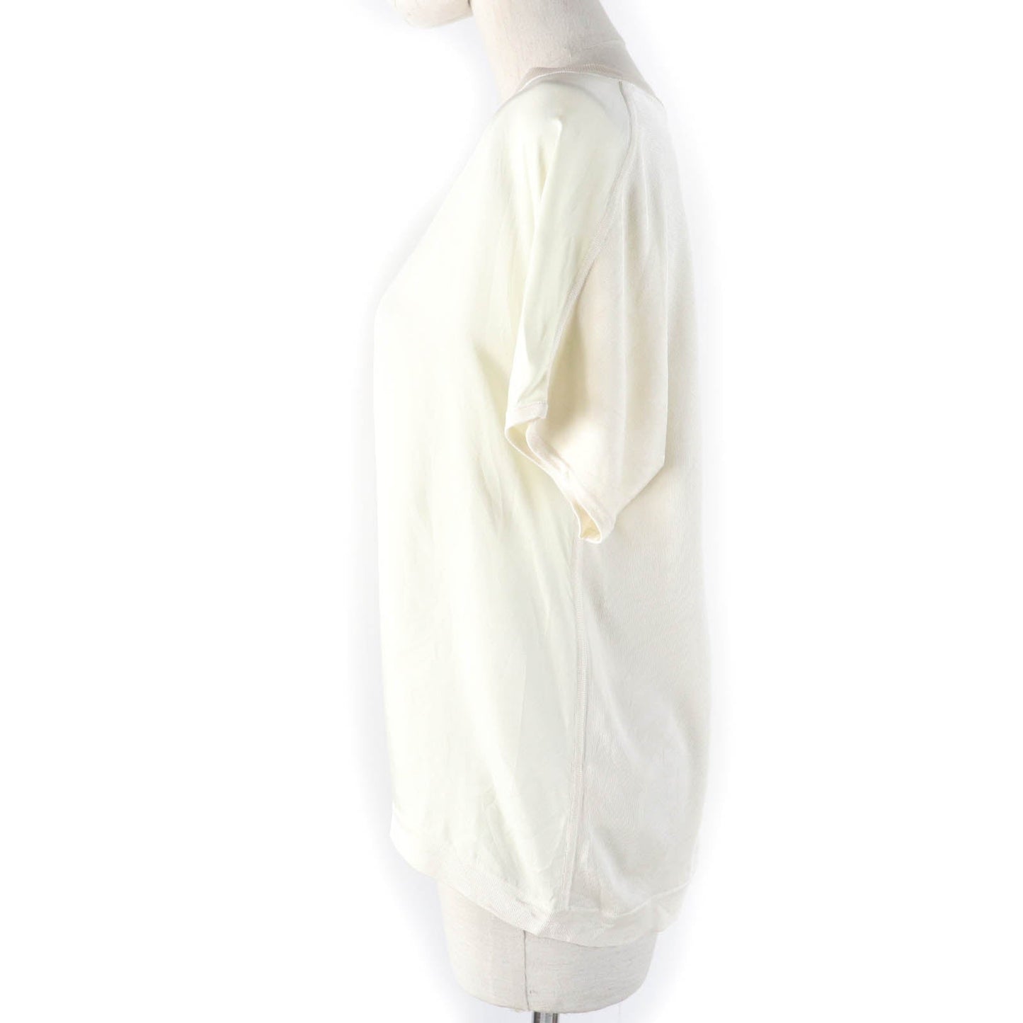 HERMES Short sleeve knit 2E2826DS Main: 100% silk, Main: 100% polyester Ivory Women 34  d