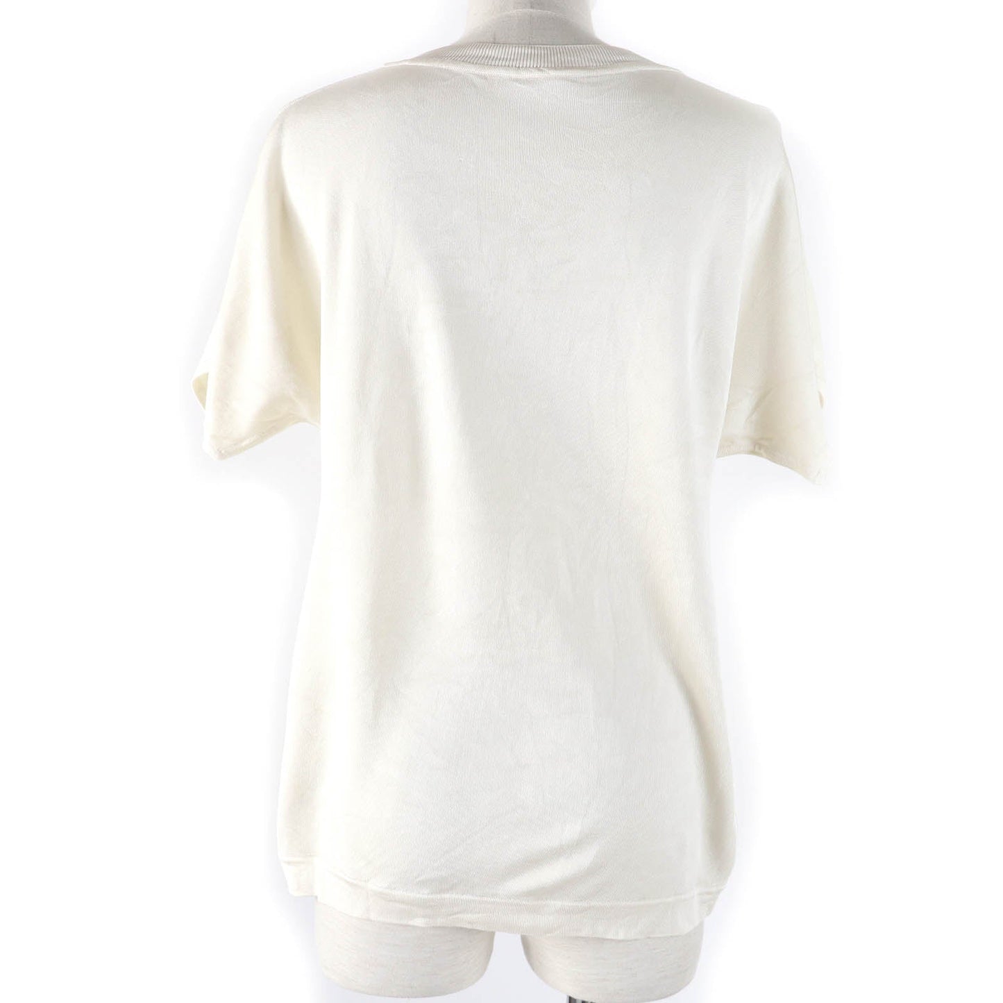HERMES Short sleeve knit 2E2826DS Main: 100% silk, Main: 100% polyester Ivory Women 34  d