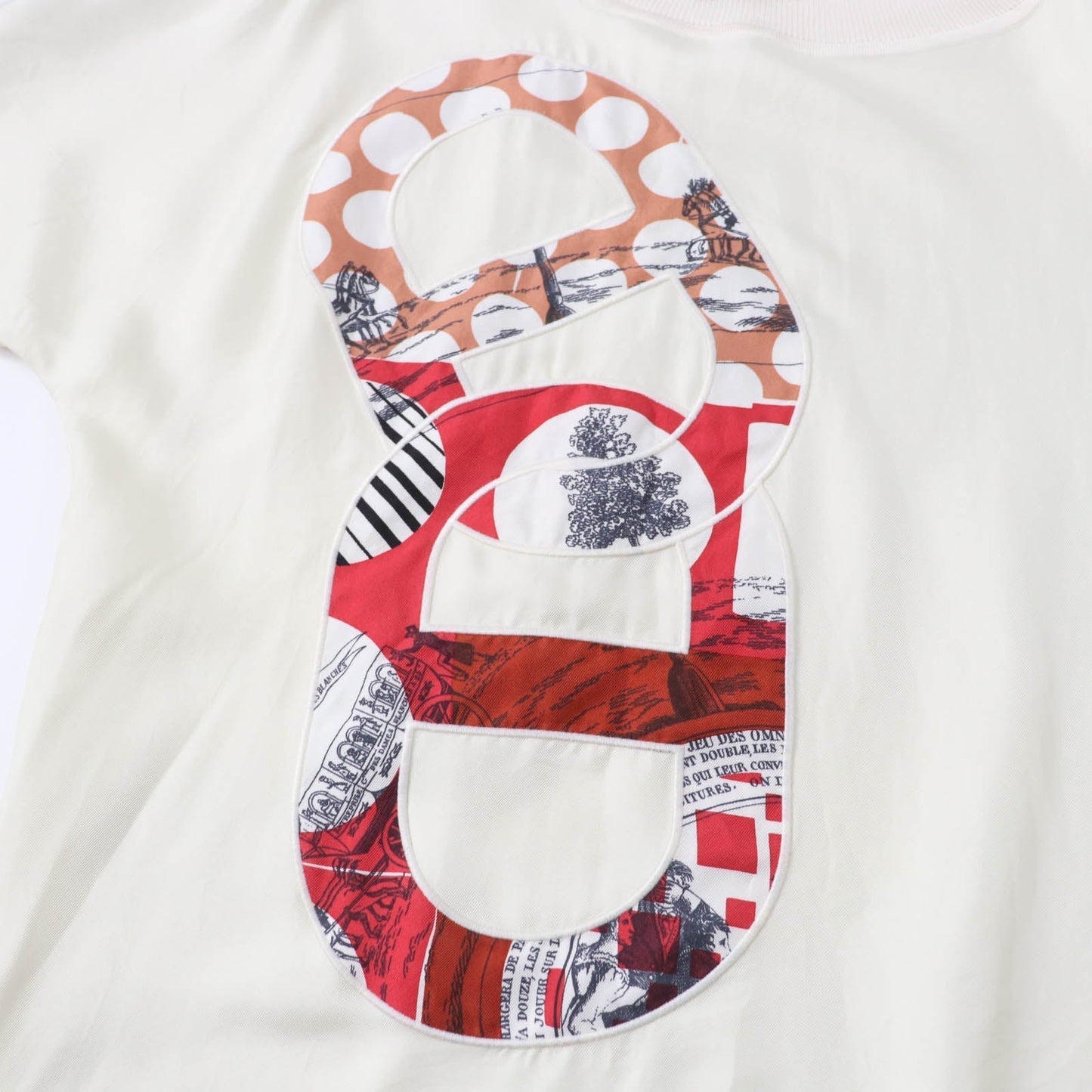 HERMES Short sleeve knit 2E2826DS Main: 100% silk, Main: 100% polyester Ivory Women 34  d