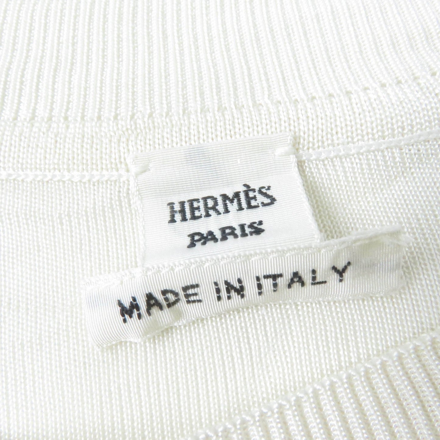 HERMES Short sleeve knit 2E2826DS Main: 100% silk, Main: 100% polyester Ivory Women 34  d