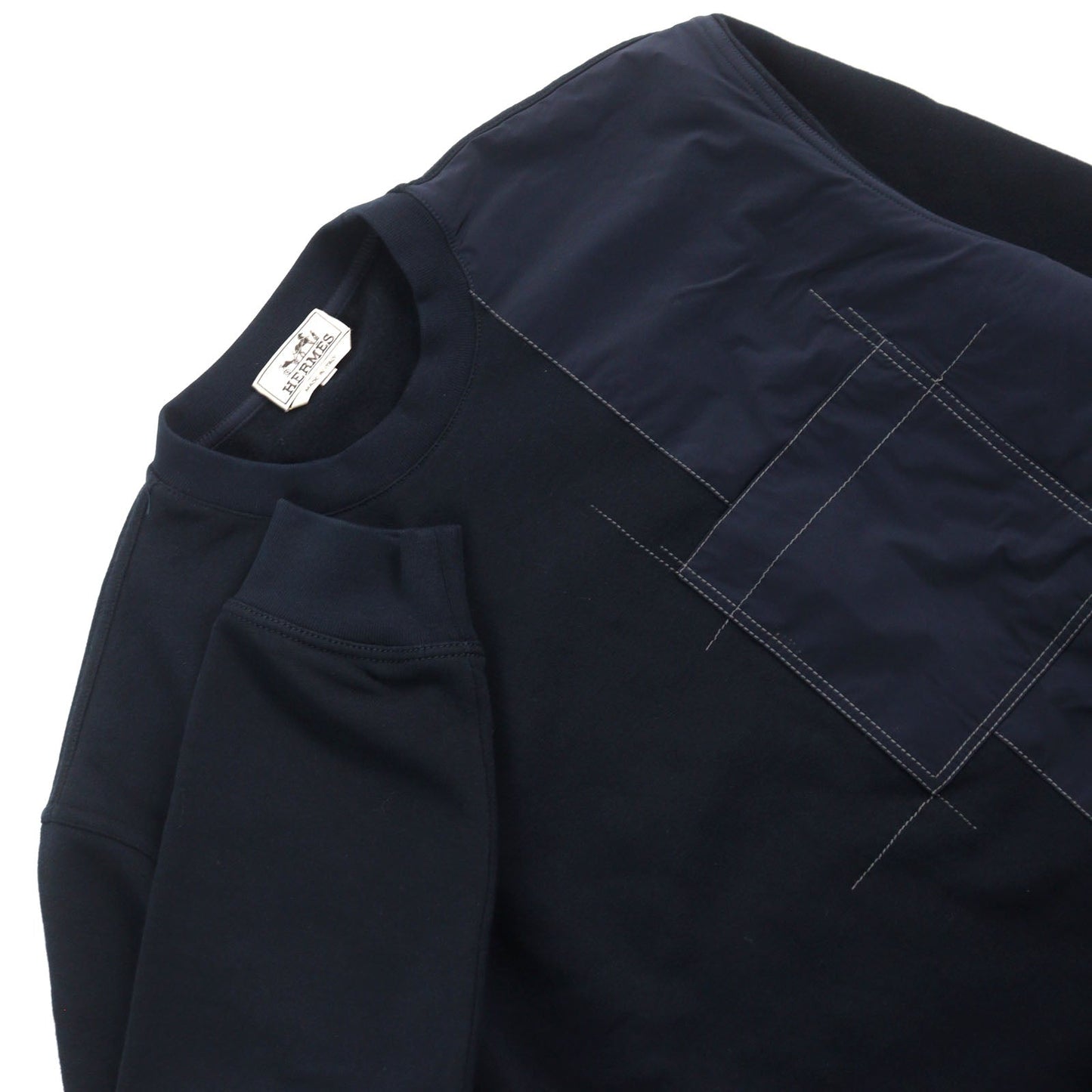 HERMES sweat Main: 100% cotton, part: 80% nylon, part: 20% polyurethane, part: 90% cotton, part: 10% polyurethane Navy mens XL  d
