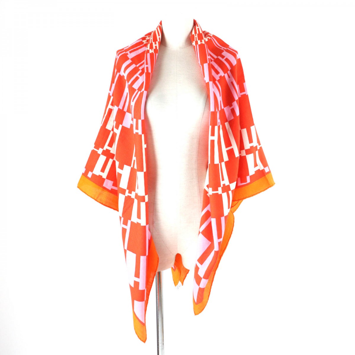 HERMES Stall Main: 70% cashmere, Main: 30% silk Multi Caregean Women  d