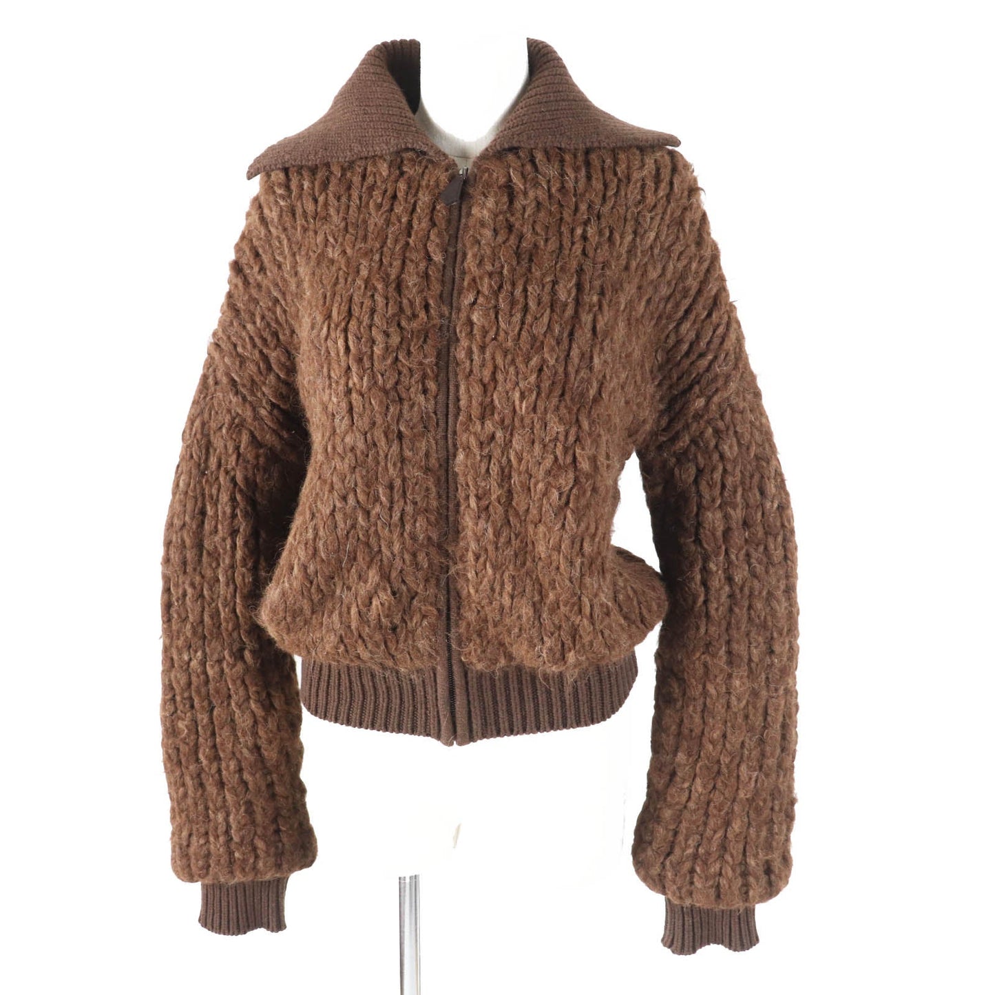 HERMES Blouson Outer: 85% alpaca, Outer: 15% wool, Lining: 100% cashmere, Part: 100% cashmere, Part: cowhide Ecorse Women 38  d