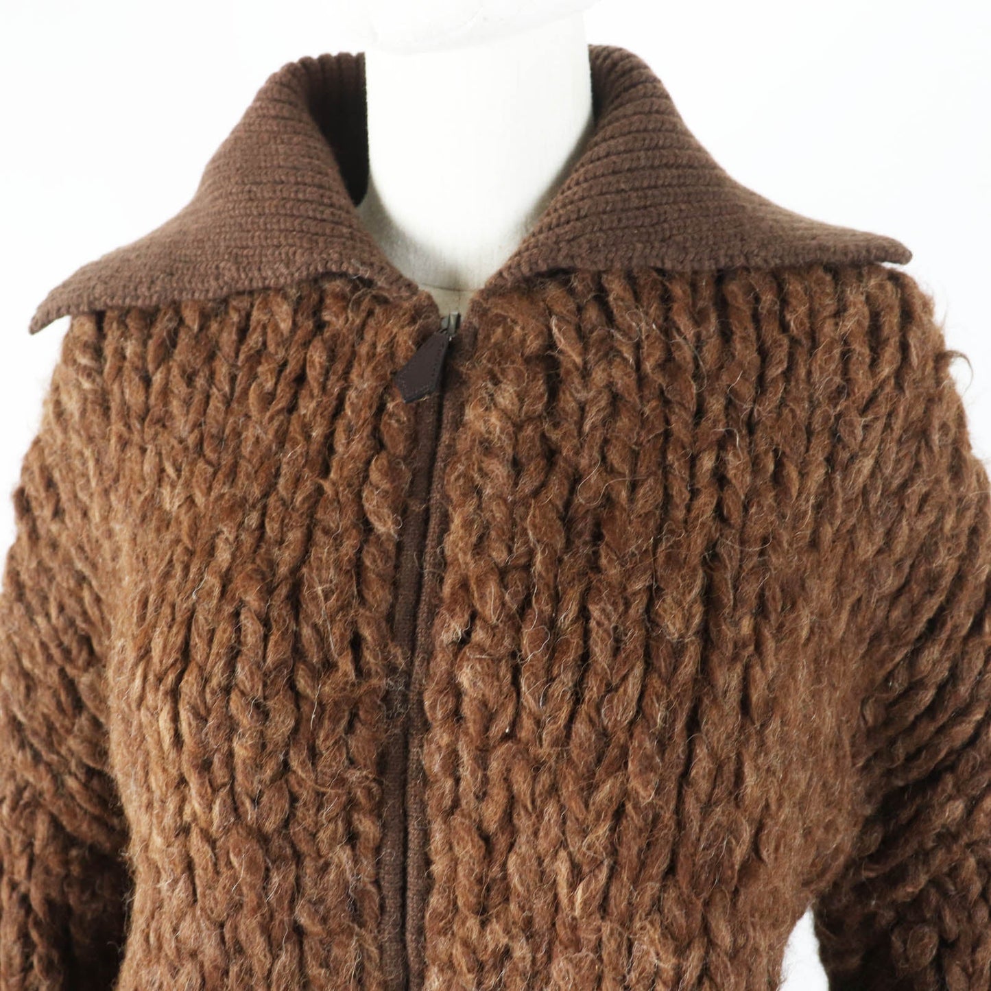 HERMES Blouson Outer: 85% alpaca, Outer: 15% wool, Lining: 100% cashmere, Part: 100% cashmere, Part: cowhide Ecorse Women 38  d