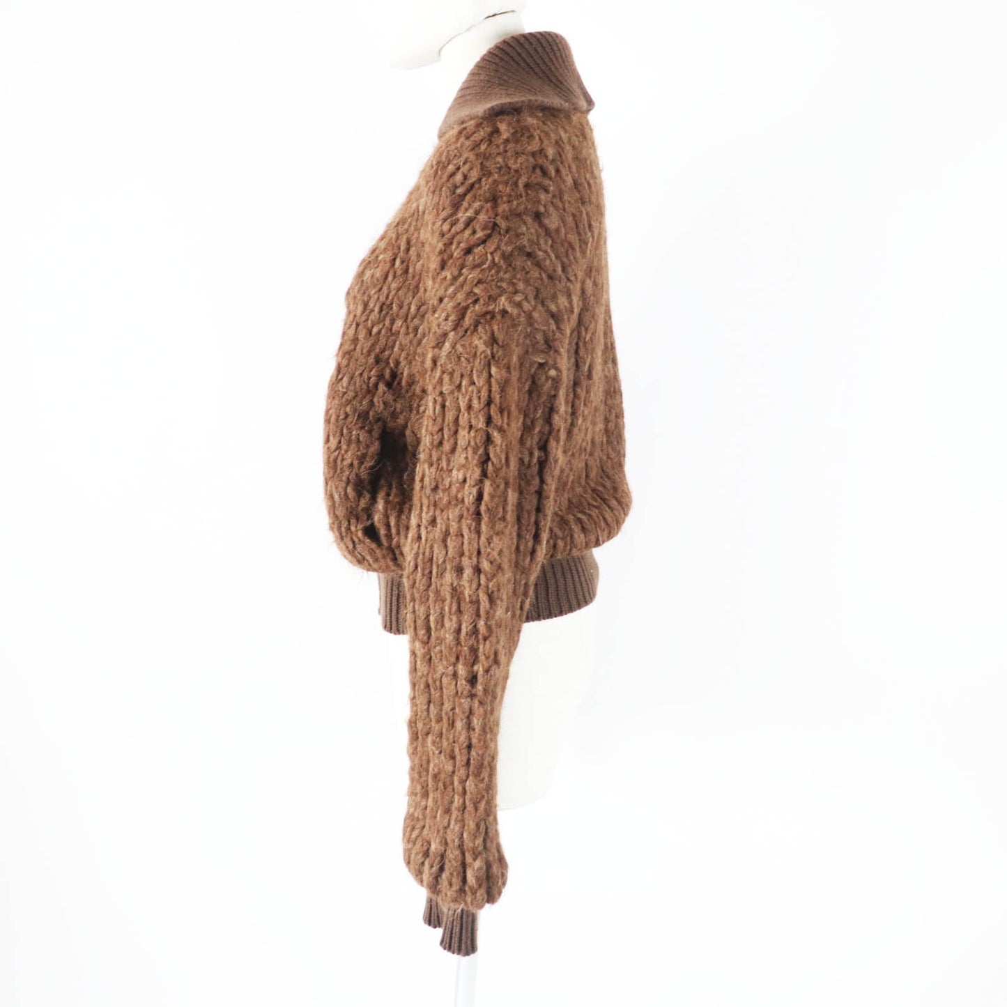 HERMES Blouson Outer: 85% alpaca, Outer: 15% wool, Lining: 100% cashmere, Part: 100% cashmere, Part: cowhide Ecorse Women 38  d