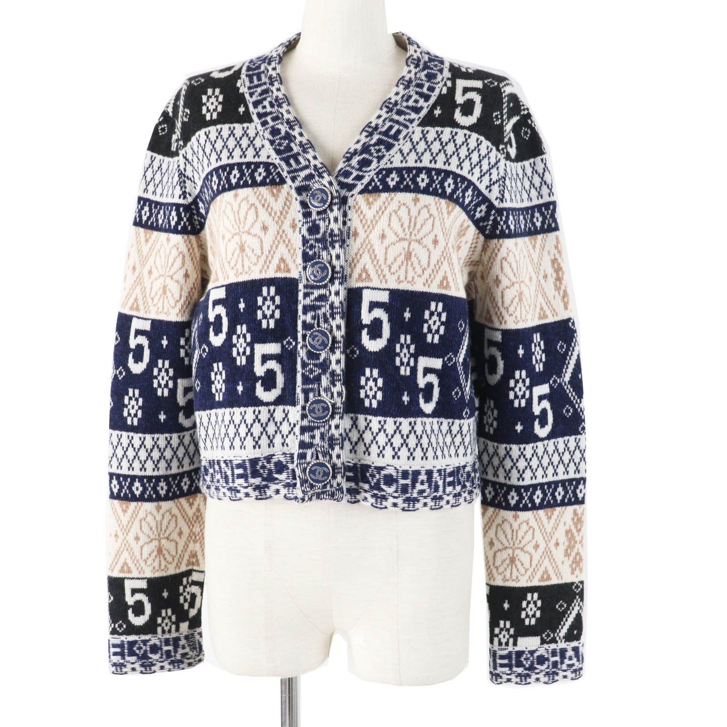 Chanel Cashmere Logo Print Cardigan