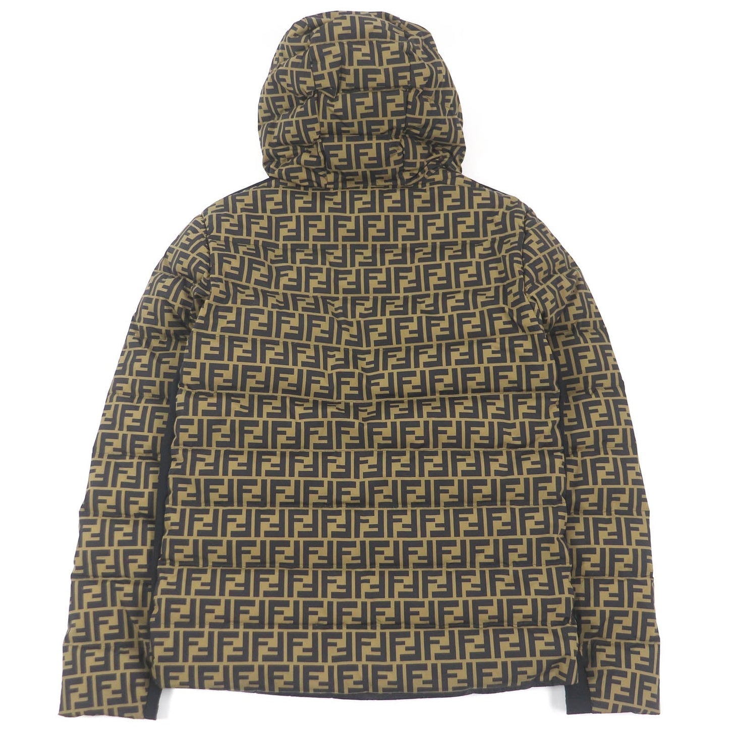 FENDI Down jacket FAA641 Main: 92% nylon, 8% polyurethane, 52% cotton, 48% polyester, lining: 100% nylon Brown black mens 46