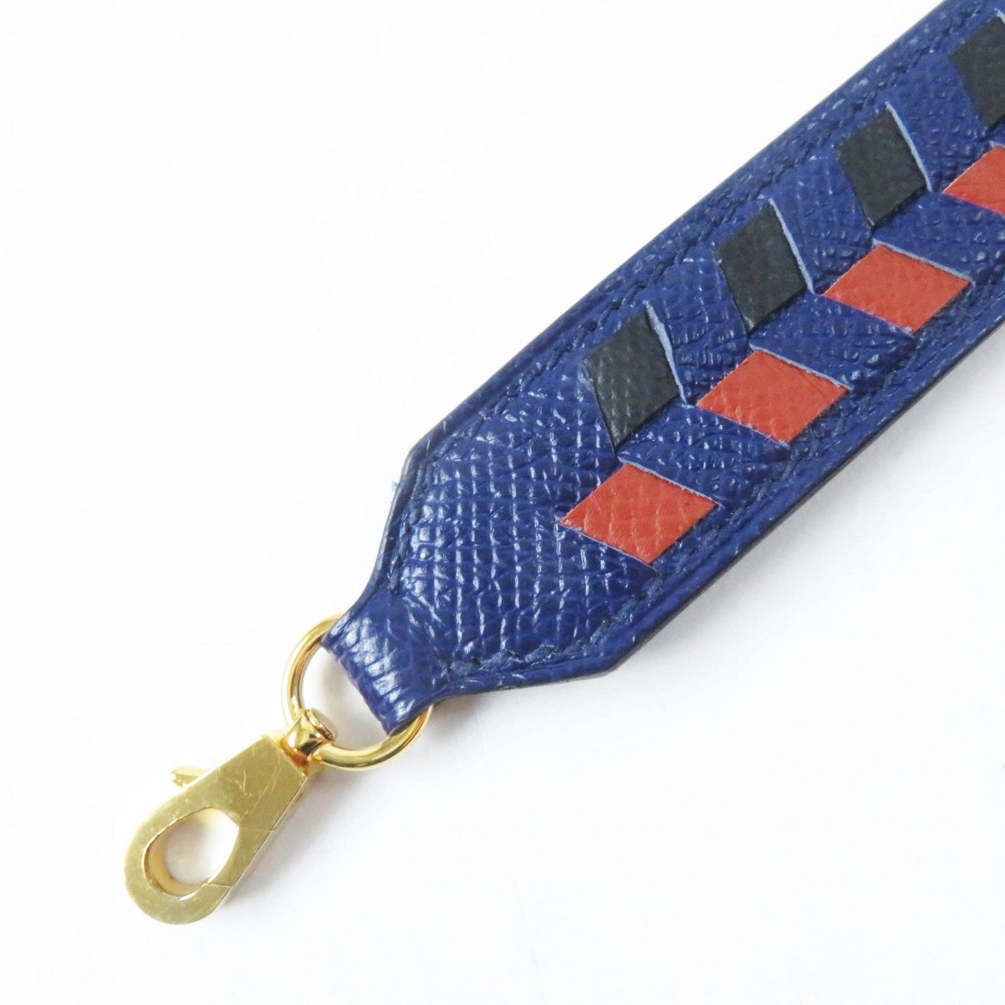 HERMES Shoulder strap Main: Leather Blue Black Brown bandouliere trace de cuir Women  d