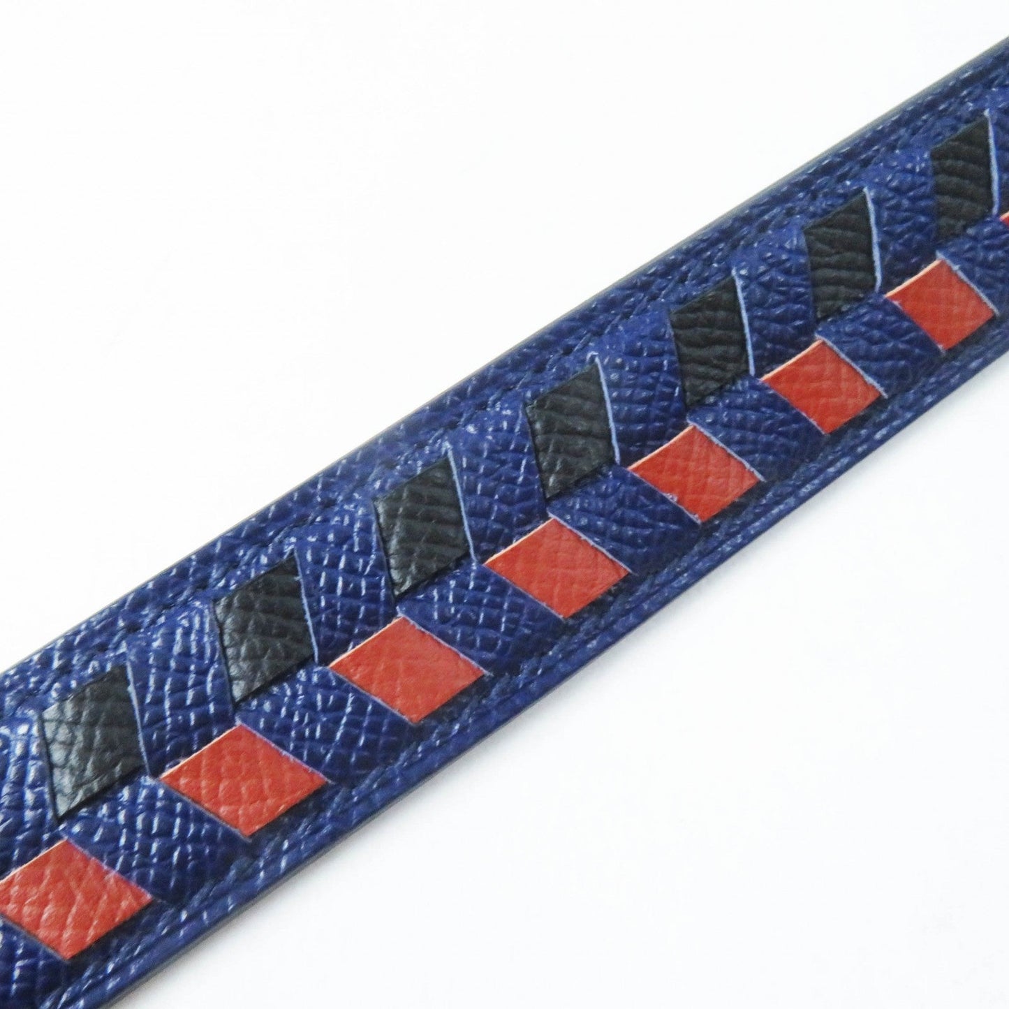 HERMES Shoulder strap Main: Leather Blue Black Brown bandouliere trace de cuir Women  d