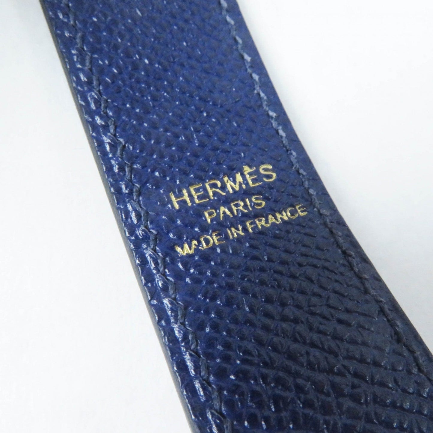 HERMES Shoulder strap Main: Leather Blue Black Brown bandouliere trace de cuir Women  d