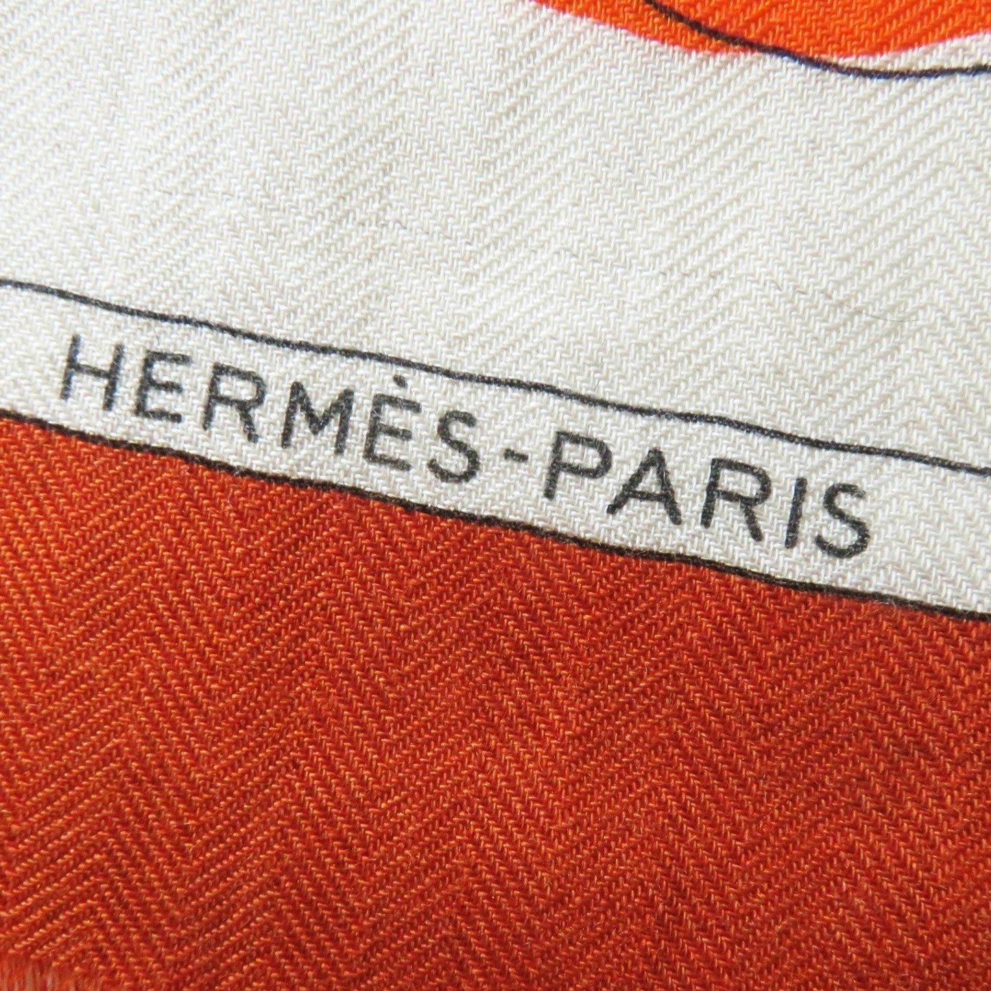 HERMES Stall Main: 70% cashmere, Main: 30% silk Etoupe/Orange/Indigo Rectangle Ampremour Fleur mens  d