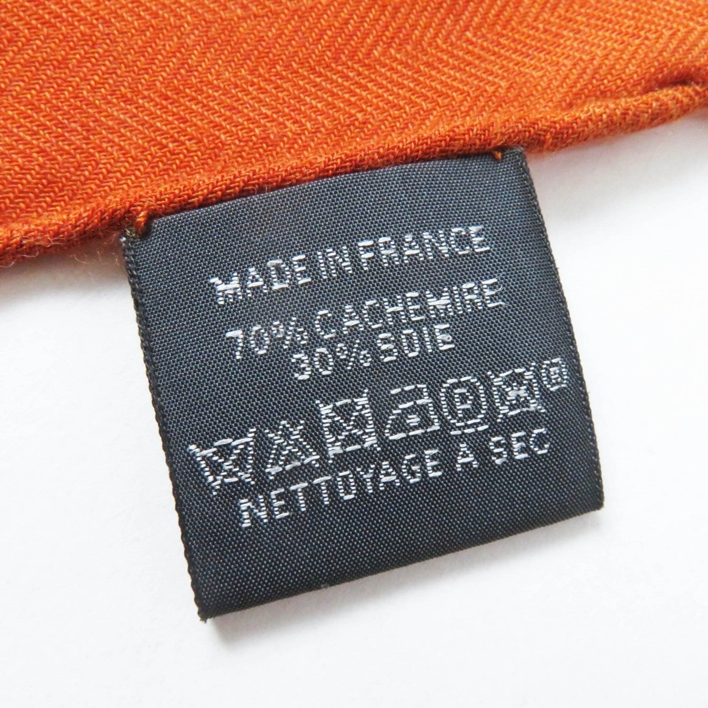 HERMES Stall Main: 70% cashmere, Main: 30% silk Etoupe/Orange/Indigo Rectangle Ampremour Fleur mens  d