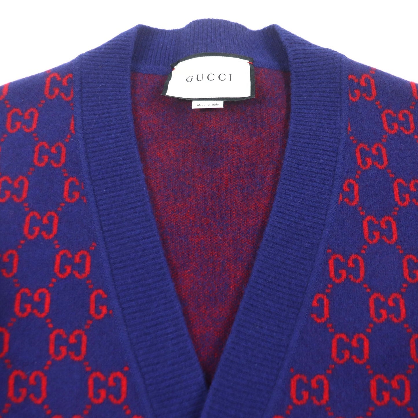 GUCCI cardigan 597724 Main: 95% wool, Main: 5% cashmere, Part: 100% wool Blue red mens M