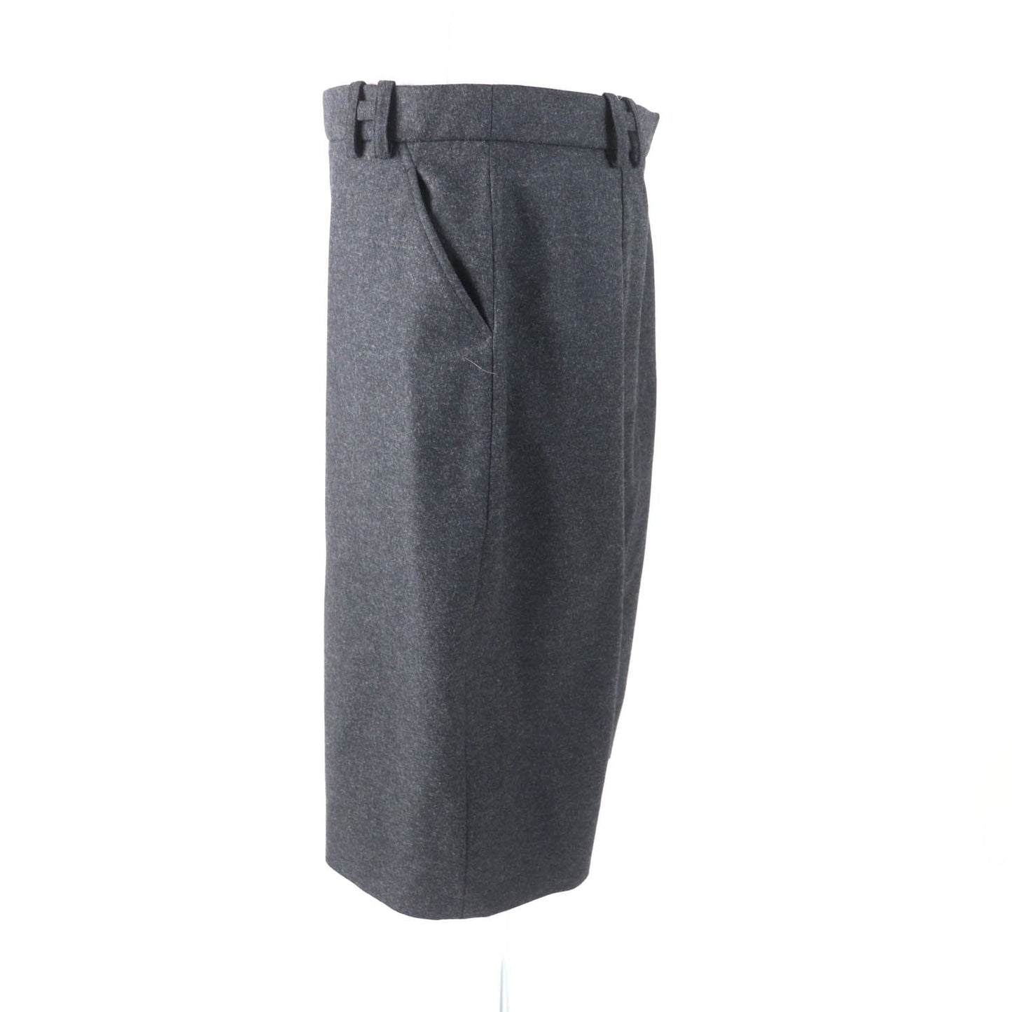 HERMES Tight Skirt Outer: 95% wool, Outer: 5% cashmere, Lining: 100% silk Charcoal gray Women 42  d