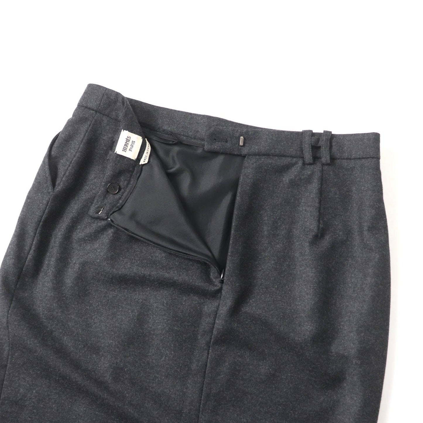 HERMES Tight Skirt Outer: 95% wool, Outer: 5% cashmere, Lining: 100% silk Charcoal gray Women 42  d