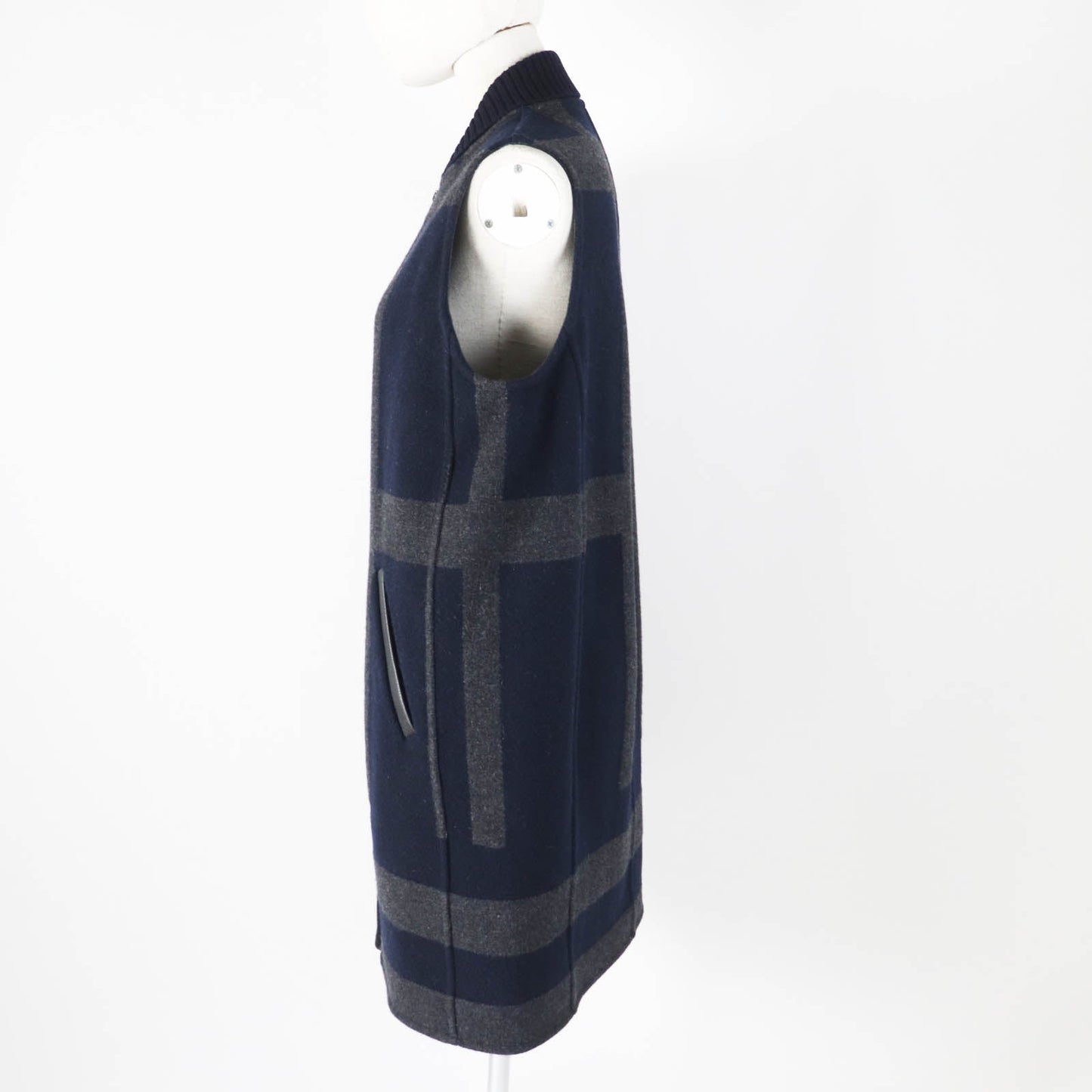 HERMES Best Main: 98% cashmere, Main: 1% nylon, Main: 1% polyurethane, Part: 92% cashmere, Part: 6% nylon Navy gray Varsity Women 34  d
