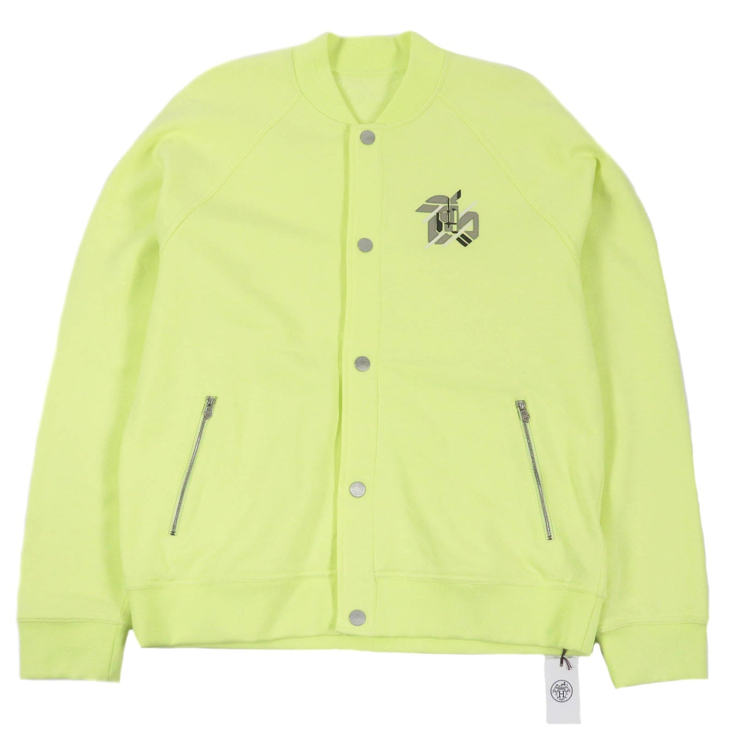 HERMES Blouson Main: 100% cotton, Part: 90% cotton, Part: 10% polyurethane, Leather part: sheepskin Light green Chevaux en Symetrie mens  d