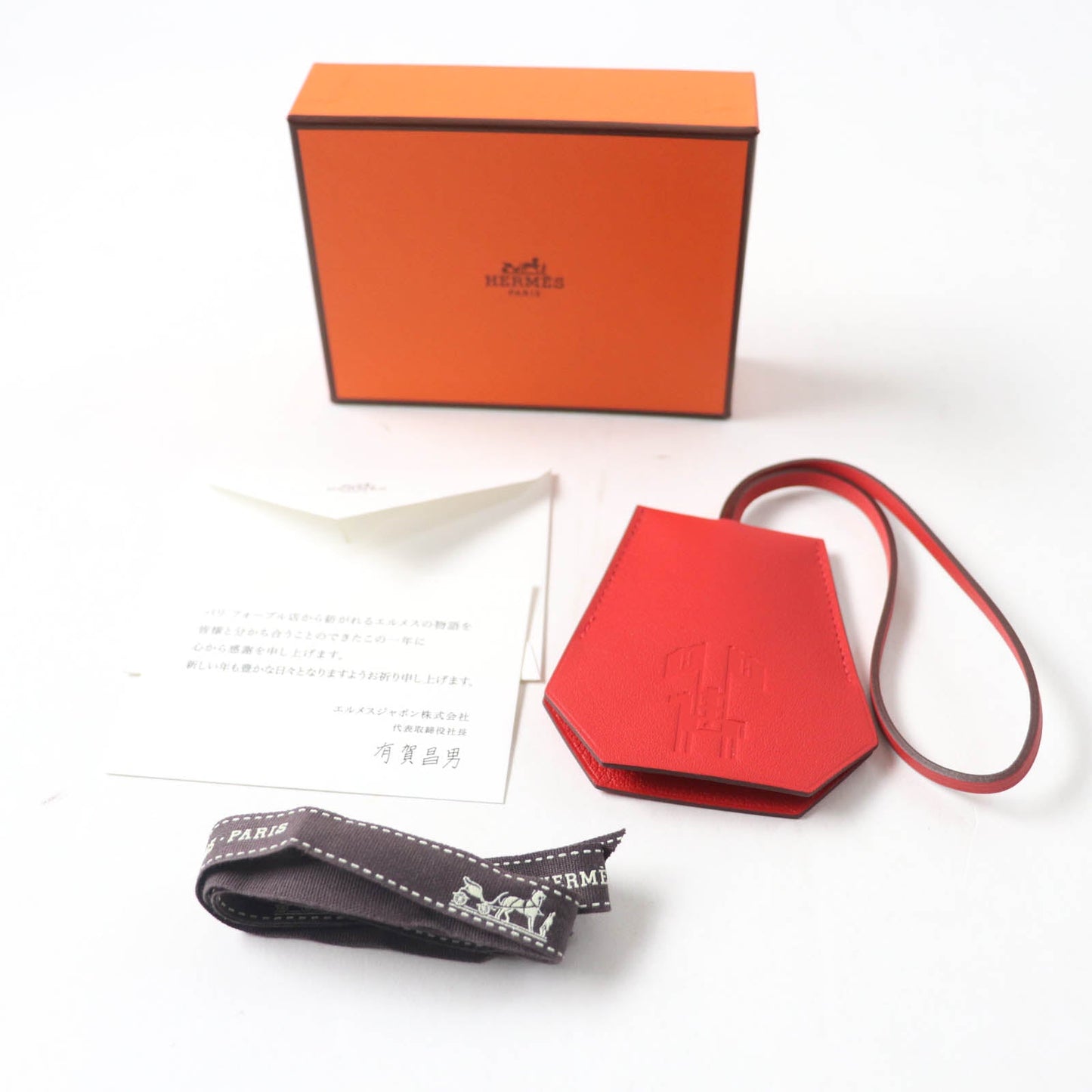 HERMES Bag charm Main: Leather Part: Gold Plated Red Women  d