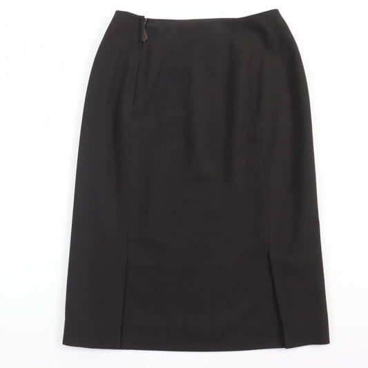 HERMES Tight Skirt Main: 100% wool, Part: Cowhide, Lining: 100% silk Dark brown Women 36  d