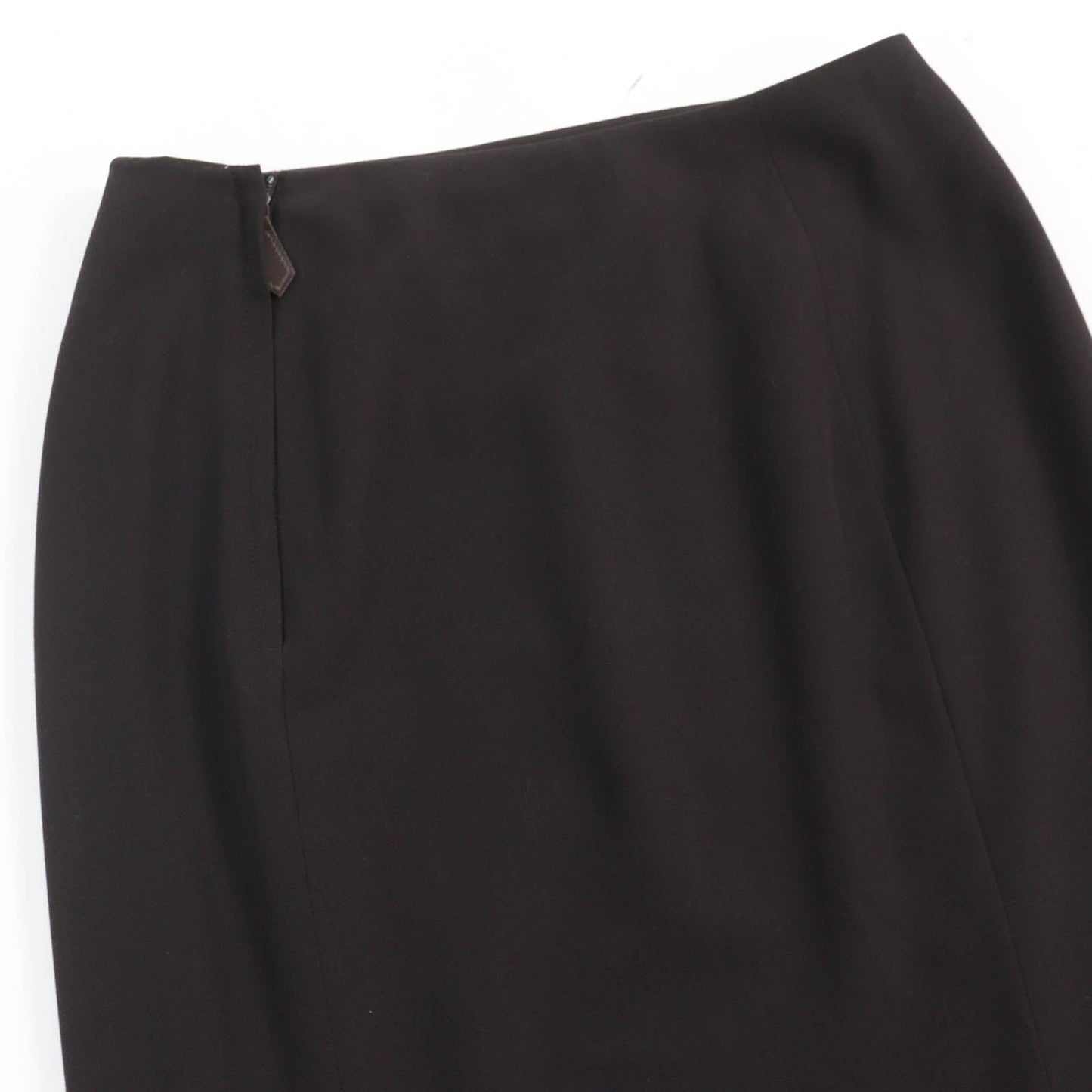 HERMES Tight Skirt Main: 100% wool, Part: Cowhide, Lining: 100% silk Dark brown Women 36  d