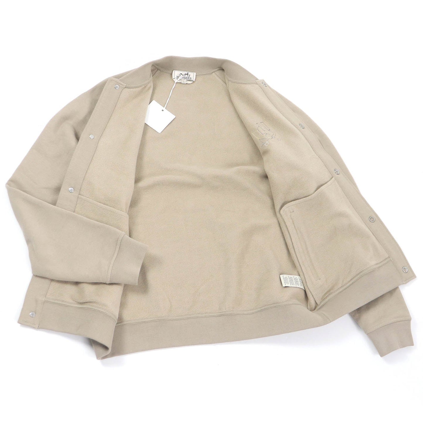 HERMES Stajan Main: 100% cotton, Part: 90% cotton, Part: 10% elastane (polyurethane), Leather part: Lambskin beige Jeu d'Adresse mens M  d