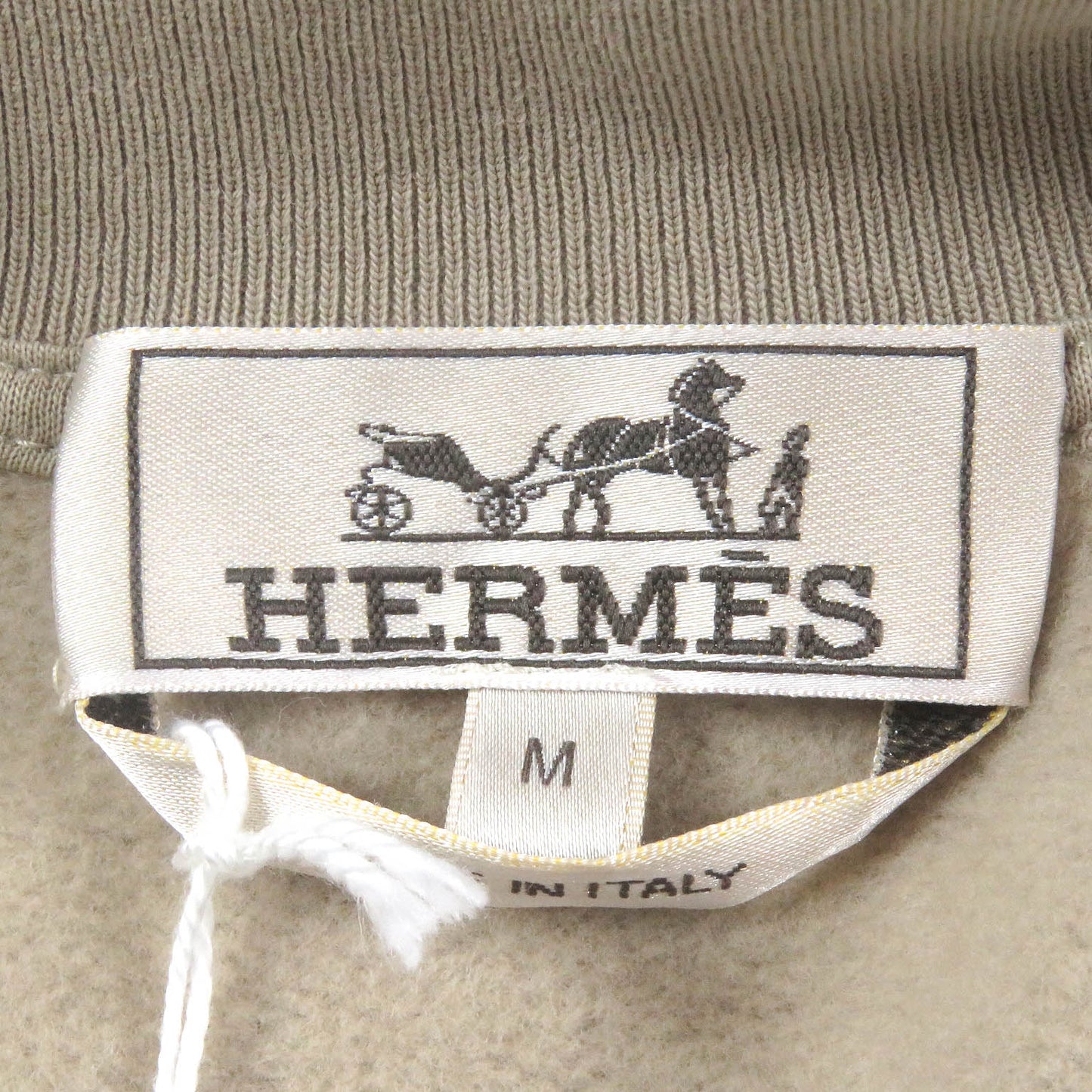 HERMES Stajan Main: 100% cotton, Part: 90% cotton, Part: 10% elastane (polyurethane), Leather part: Lambskin beige Jeu d'Adresse mens M  d