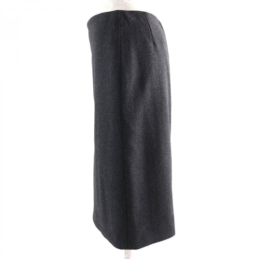 HERMES Tight Skirt Outer: 85% wool, Outer: 15% cashmere, Leather: cowhide, Lining: 100% silk Dark gray Women 36  d