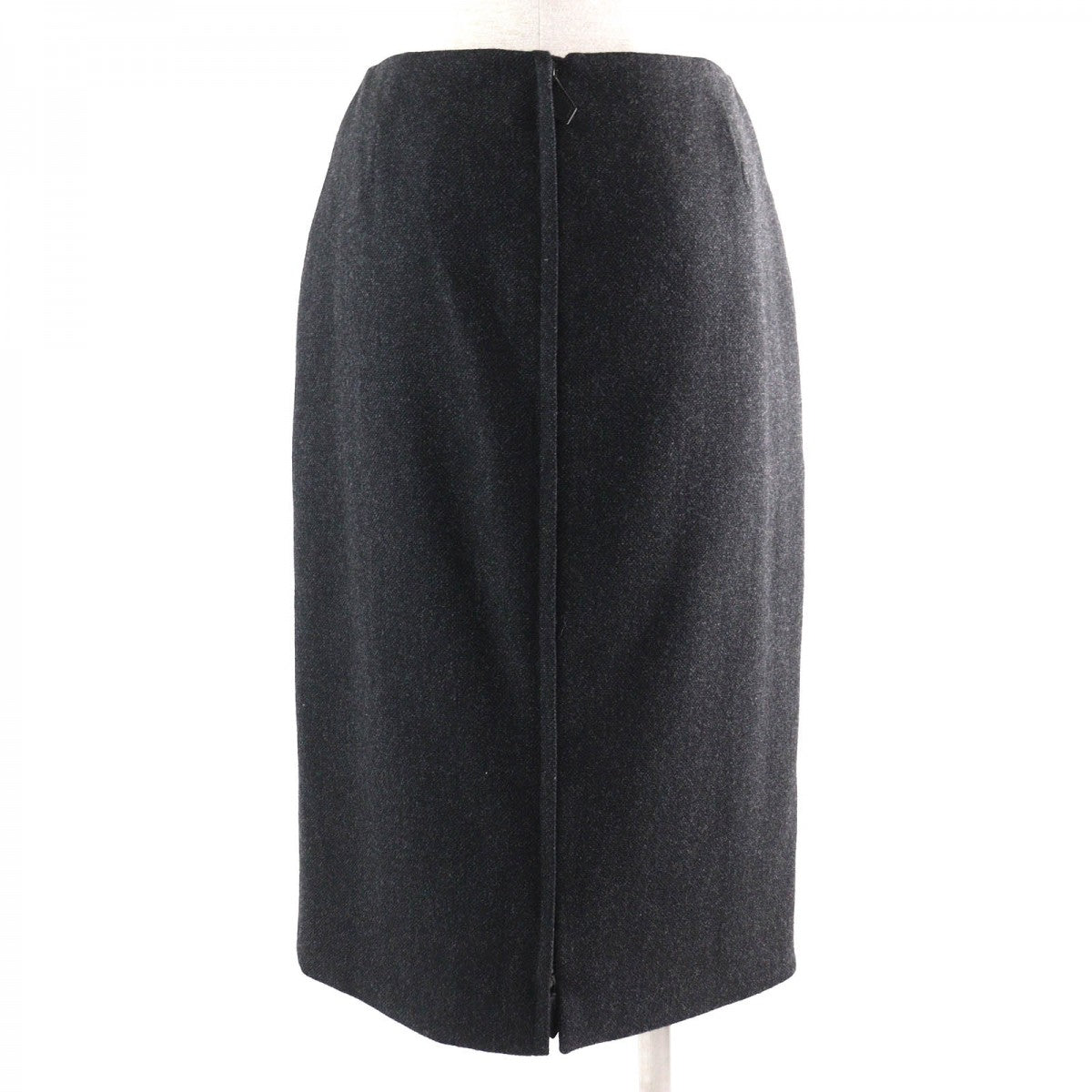 HERMES Tight Skirt Outer: 85% wool, Outer: 15% cashmere, Leather: cowhide, Lining: 100% silk Dark gray Women 36  d