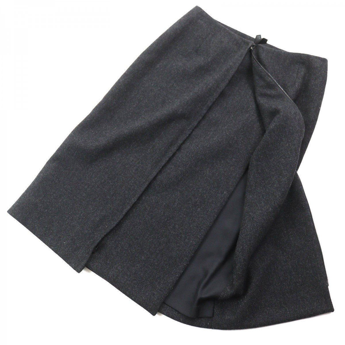 HERMES Tight Skirt Outer: 85% wool, Outer: 15% cashmere, Leather: cowhide, Lining: 100% silk Dark gray Women 36  d