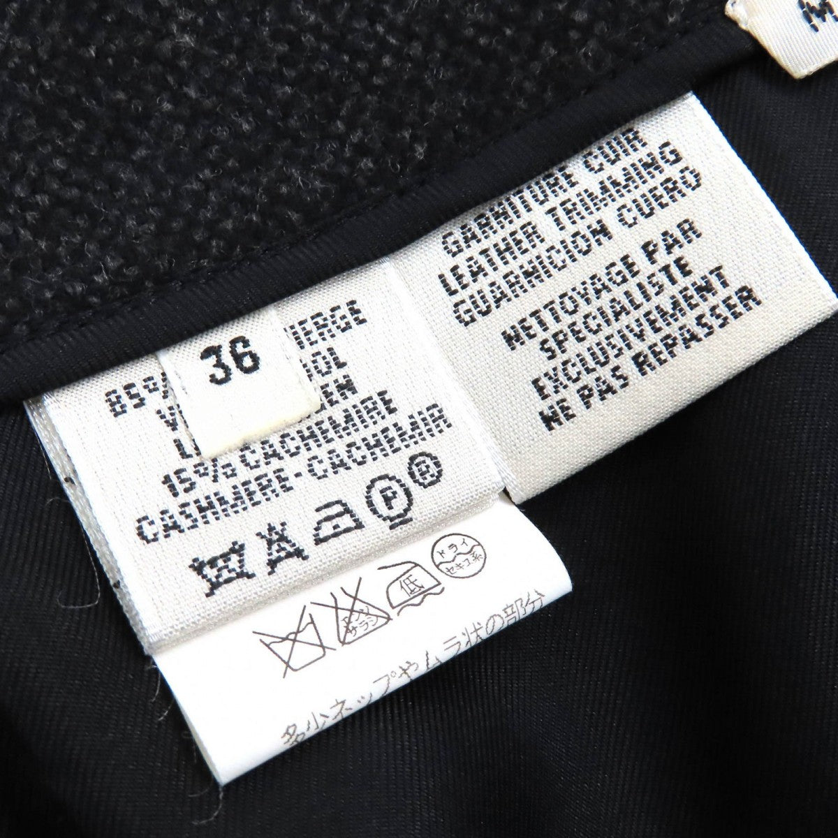 HERMES Tight Skirt Outer: 85% wool, Outer: 15% cashmere, Leather: cowhide, Lining: 100% silk Dark gray Women 36  d
