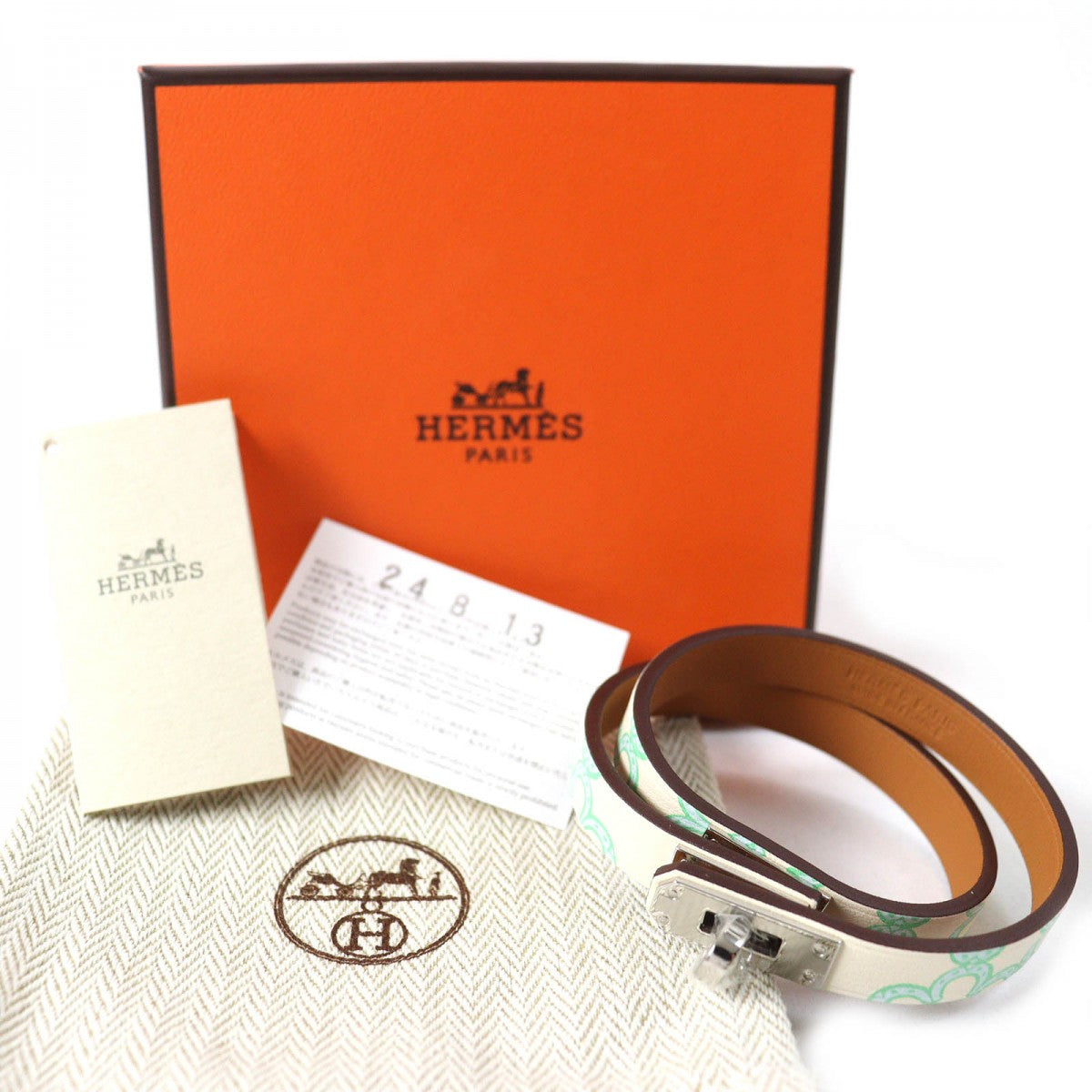 HERMES bracelet Main: Vaux Swift Green Ivory Mini kelly Doubletour Lucky Daisy Women  d