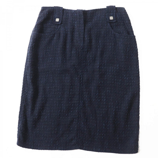 CHANEL Tweed skirt 01P P17613 Main: 42% wool, 31% cotton, 18% viscose, 9% nylon Navy black Women 40