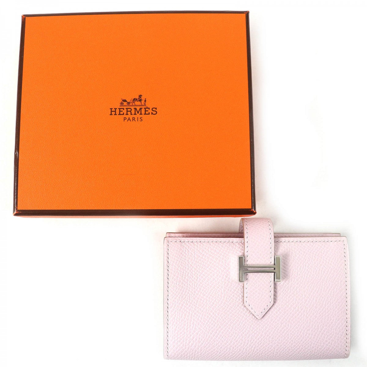 HERMES Bifold Wallet Main?FEpsom mauve pail Bearn Mini Women  d