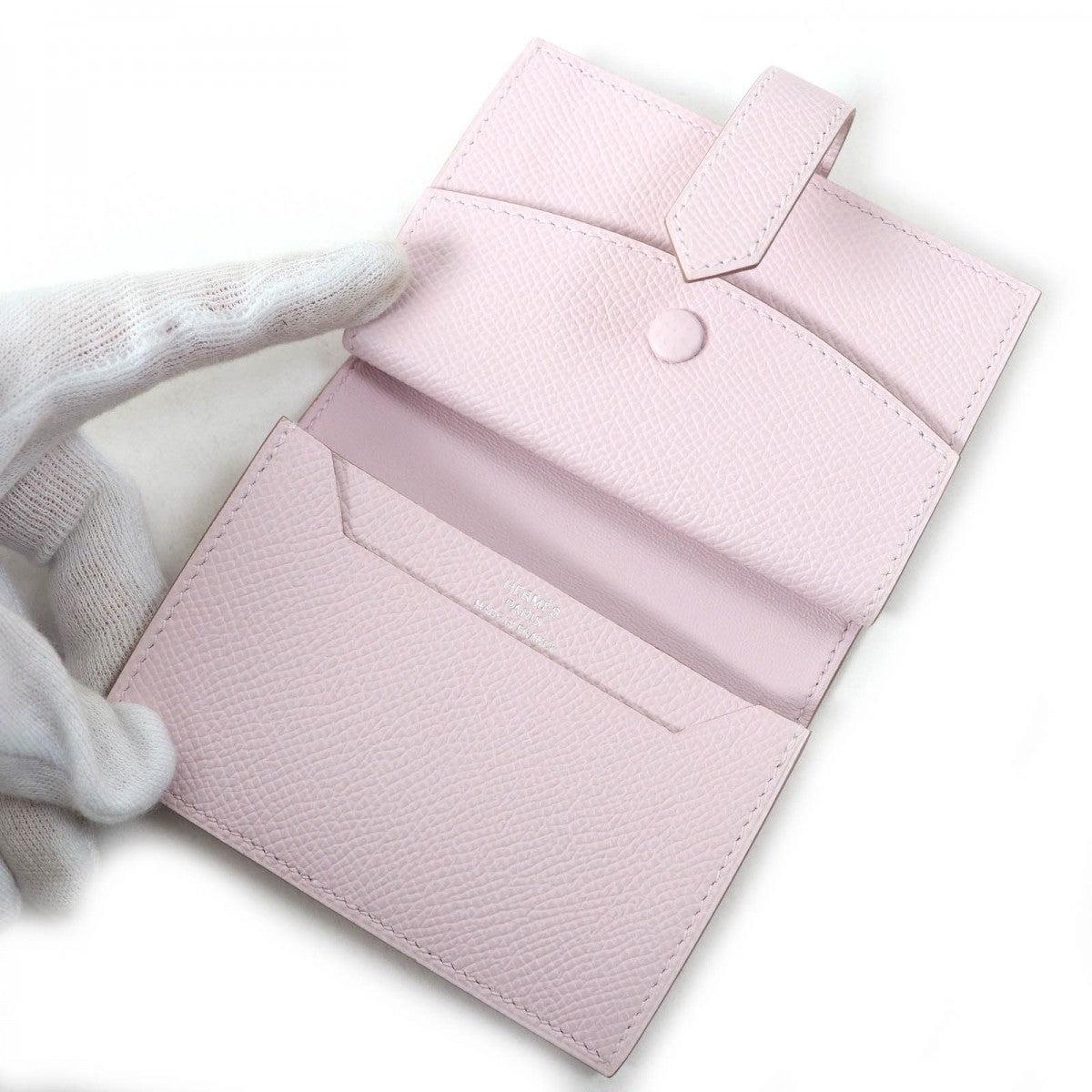 HERMES Bifold Wallet Main?FEpsom mauve pail Bearn Mini Women  d