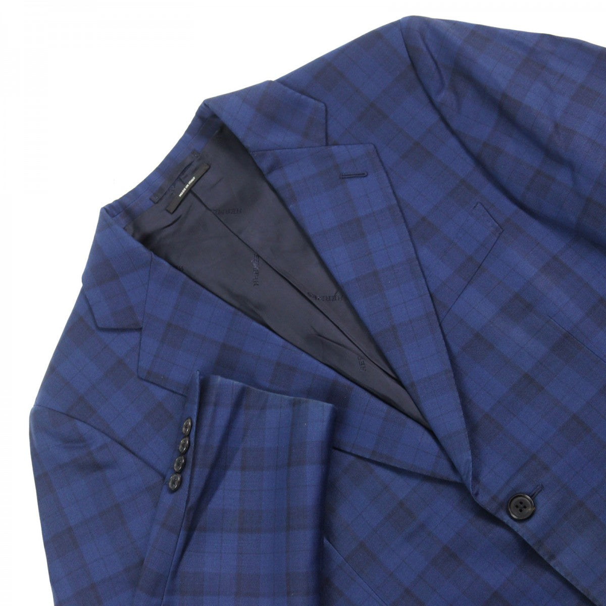 HERMES suit Outer: 100% wool, Lining: 100% cupra Blue type Check Pattern mens 44  d