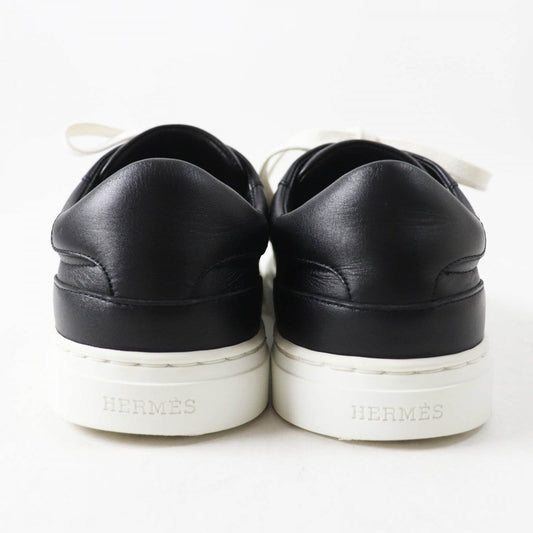 HERMES sneakers leather Black White Day 36