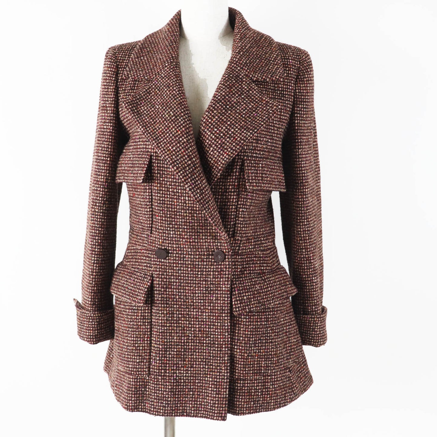Chanel COCO Mark Camellia Pattern Wool Silk Jacket