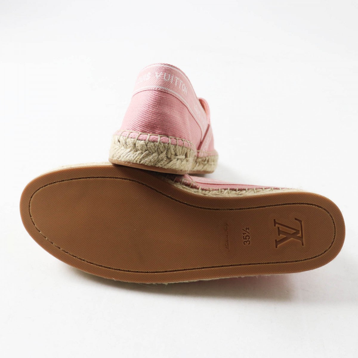 LOUIS VUITTON Slip-on Canvas , Espadrilles pink Flat shoes Croisieur Line Tape logo Women 35 1/2