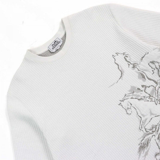 HERMES Short sleeve T-shirt cotton White type Cavalcade S