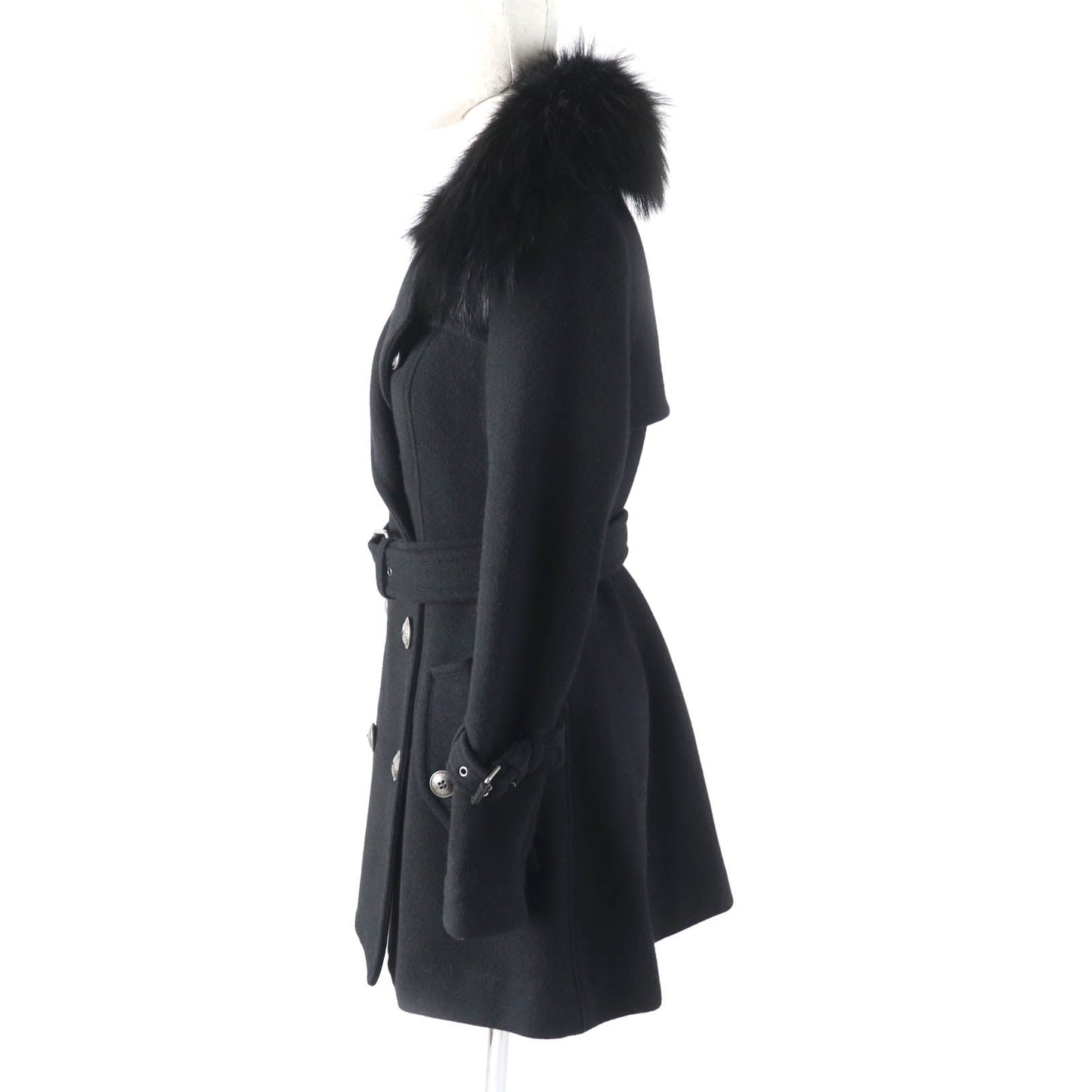 Burberry Blue Label Wool Angora Raccoon Trench Coat