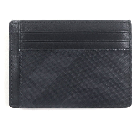 Burberry Check Pattern Leather PVC Card Case