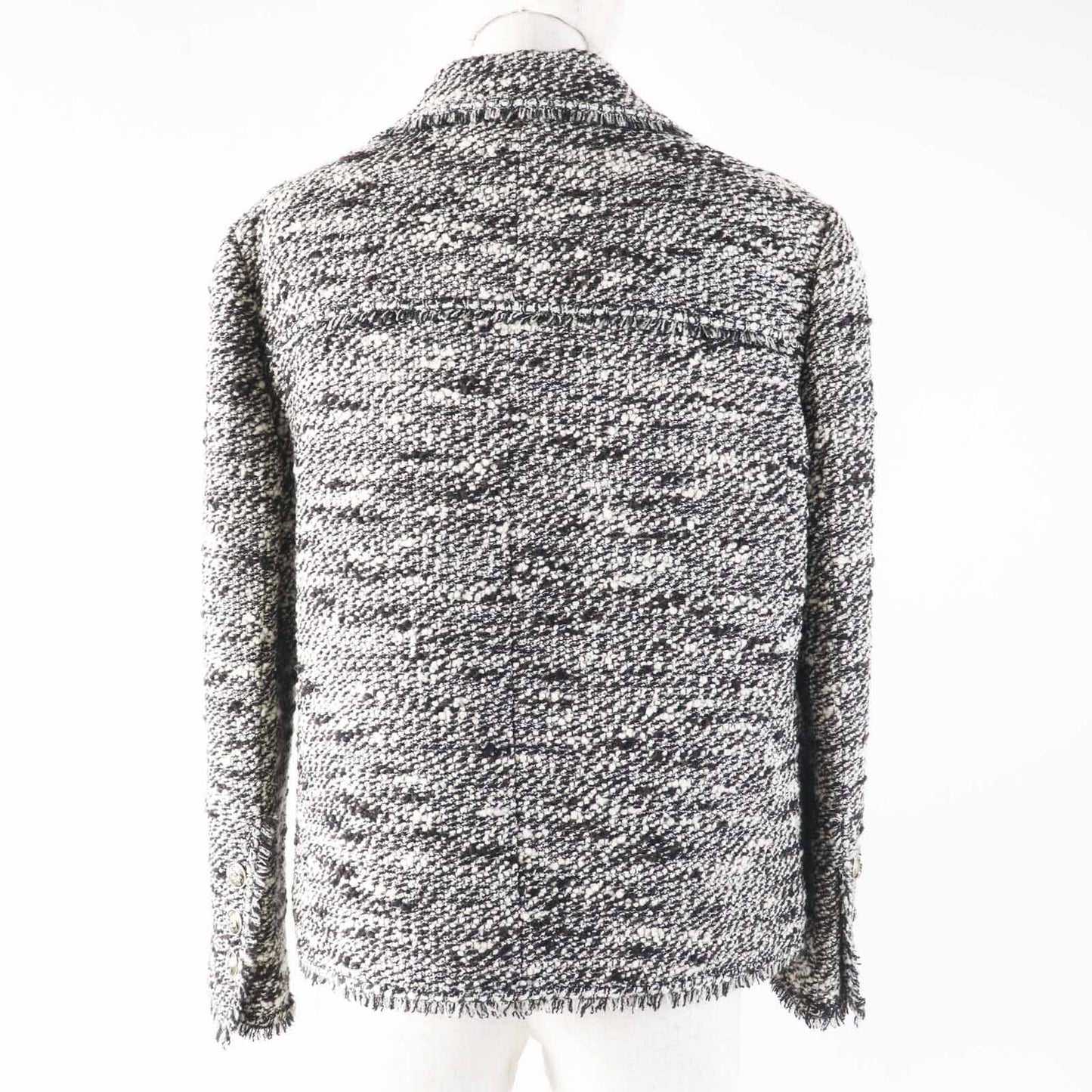 Chanel P24398 04A Wool Nylon Ribbon COCO Mark Button Front Hook Tweed Jacket