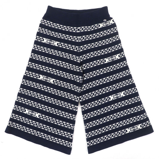 CHANEL Pants P56182K07327 cashmere Navy white 38