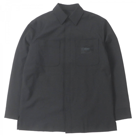 FENDI Long sleeve shirt FW1145 Main: 53% polyester, 43% wool, 4% polyurethane black mens 46