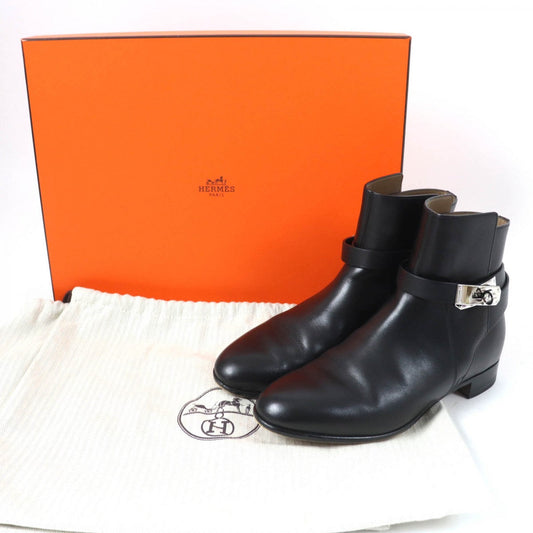 HERMES short boots leather black Neo 36.5